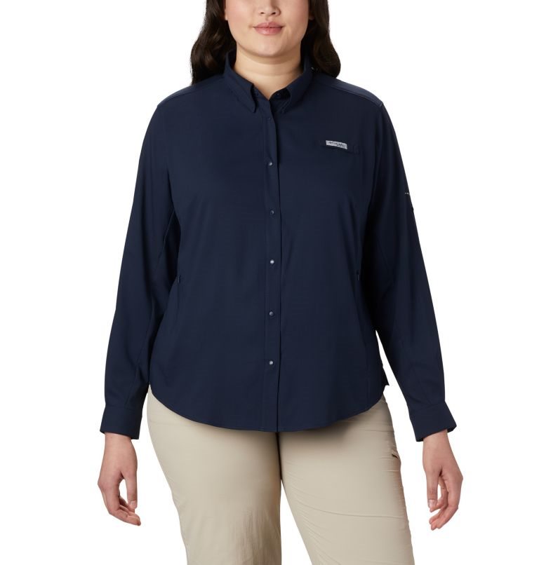 Camasa Columbia PFG Tamiami II Long Sleeve Dama Bleumarin | Plus Size KJQA18907